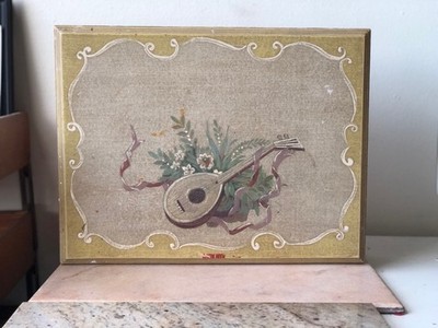 Beautiful Vintage Hand Painted Wood Box w/ Musical Design, Stationary or Storage