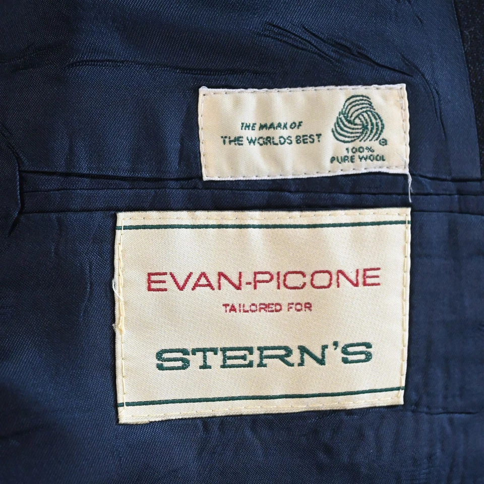 Vtg USA Made 48S 40x30 Navy Blue Striped 100% Wool Mens Jacket Pants Suit - Image 4 of 4