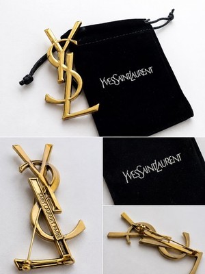  YSL Brosche Brosche Logo Bronze Vintage