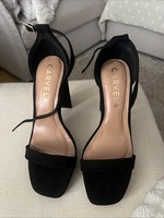 Black Strap Block Heels
