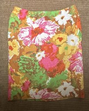 Talbots Petite Sz 2 Womens Skirt Bright Floral Lined Workwear Garden Granny Core