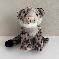 Wild Republic Snow Leopard Plush 12 Gray Black Spotted Cat Blue Eyes