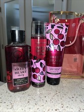 Bath Body Works Gift Set Sweet Heart Cherry Body Mist Shower Gel Body Cream