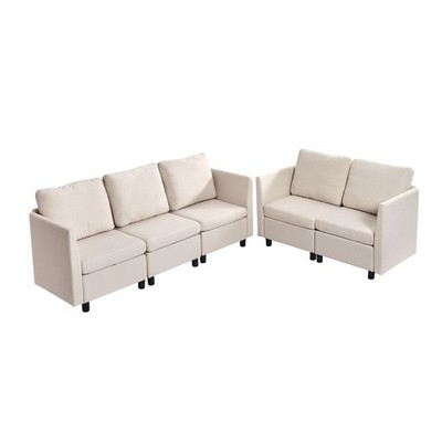 VEVOR Modular Sectional Sofa 5-Seater Modular Sofa with Hidden Storage Beige