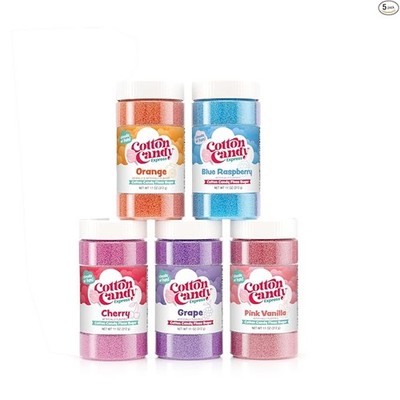 Ready to Use Cotton Candy Machine Floss Sugar in 5 Delicious Flavor (5 Bottles)