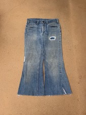 Vintage 70's Levi's 684 Orange Tab Bellbottom Flare Faded Denim Jeans Size 32x26