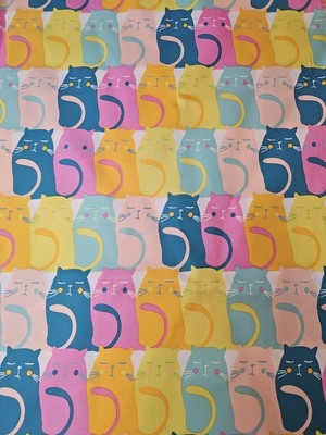 100% Cotton Oh Meow! Catitude Slumber Cat Multi-Colored Fabric FQ Fat Quarter