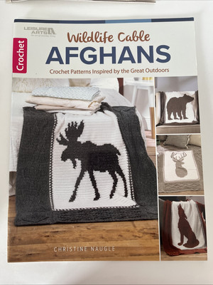 Crochet Pattern Book WILDLIFE CABLE AFGHANS ~ Moose, Bear, Wolf & Deer