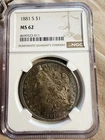 1881-S $1 MORGAN SILVER DOLLAR NGC MS62 Beautiful Rare Dark Toning