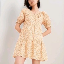 Madewell Dress Size XS Eyelet-Trim Tiered Mini Piccola Floral Women's Pockets