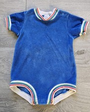 Carter's Vintage Blue Terry cloth Bodysuit Stripes Snaps Size 18 Months