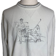 Carmel Men's Golf Sweater, Sz XXL, Embroidered 3 Golfers, Cream  Gray Vintage