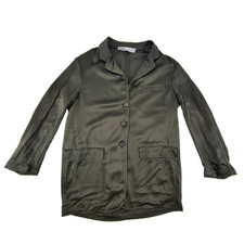 Zara Women  s Olive Green Longline Blazer Jacket Sz M 100 Viscose 3 Button