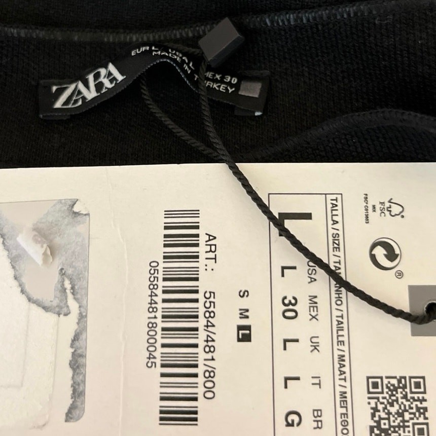 NEW Zara Black Short Sleeve Mock Neck Mini T Shirt Bodycon Sweater Dress Size L thumbnail 4