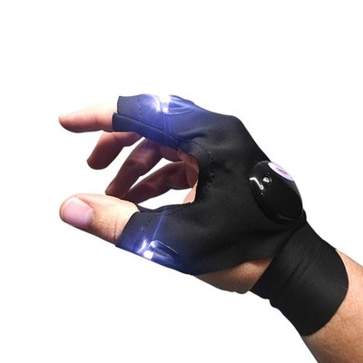 Hands-Free LED Flashlight Glove Work Light   2 LEDs   One Size - 1PC - USA