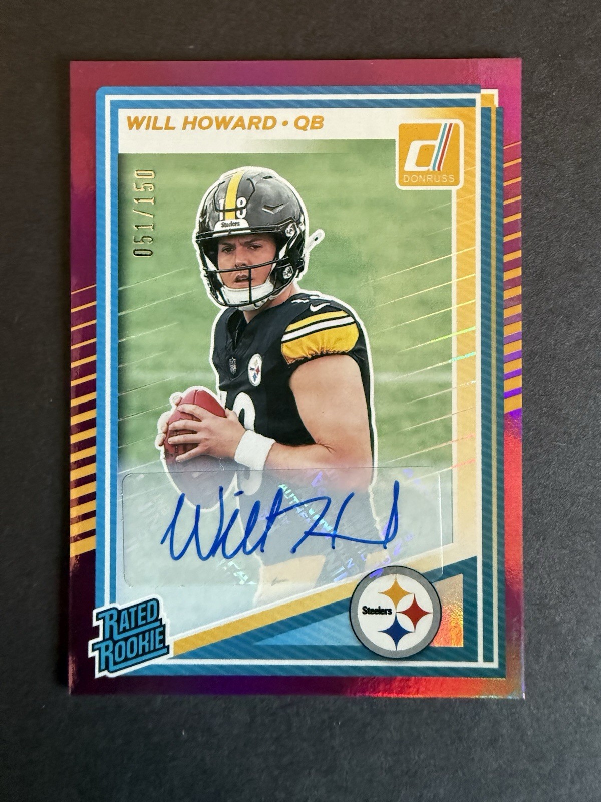 2025 Donruss Will Howard Rated Rookie Auto Purple Rookie RC #51 /150