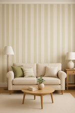 Harlequin Vinyl Wallpaper Striped Cream Green Beige Textured Washable 15116