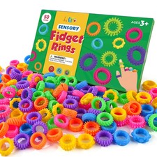 50 Pack Sensory Fidget Rings Textured Quiet Stress Relief Toys for Kids Class...