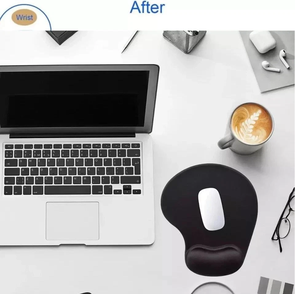 BLACK MOUSE MAT PAD ANTI-SLIP FOAM WRIST SUPPORT PC OFFICE LAPTOP MAC ~UK~ - Image 2 of 4