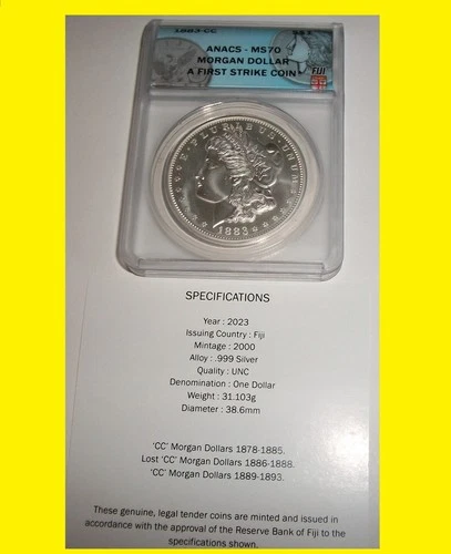 1883 CC MORGAN silver Dollar ANACS MS 70 FIRST STRIKE CARSON CITY FIJI MINT