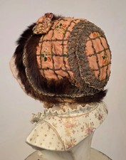 MOST FANCIFUL ANTIQUE 1920 S CHILD S BROCADE FLORAL SILK HAT W LAME FUR TRIM