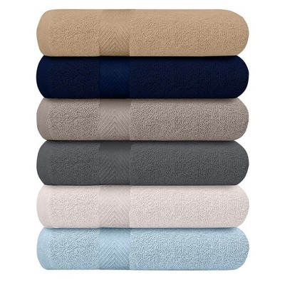 KAHAF Collection 6-Pack Bath Towels - 6 Pack (27'' x 54''), Multicolor
