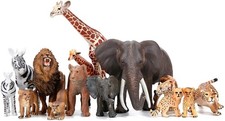 Safari Zoo Animals Figures Toys, 14 Piece Realistic Jungle Animal Figurines, ...