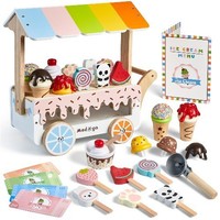 Holz Eiscreme Wagen Spielzeug Set Mit Lutscher Und Menü, Kinder Holzspielzeug...