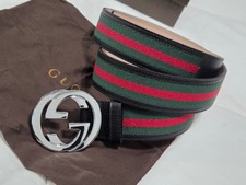 Mens Gucci Black Green Red Stripe GG Belt Sz 40/44 115cm