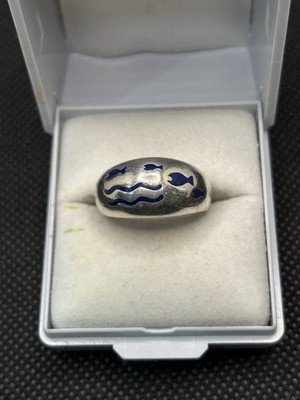 Antiker Ring aus 925er Sterlingsilber CLIO BLUE Wave Jonc Designerringe
