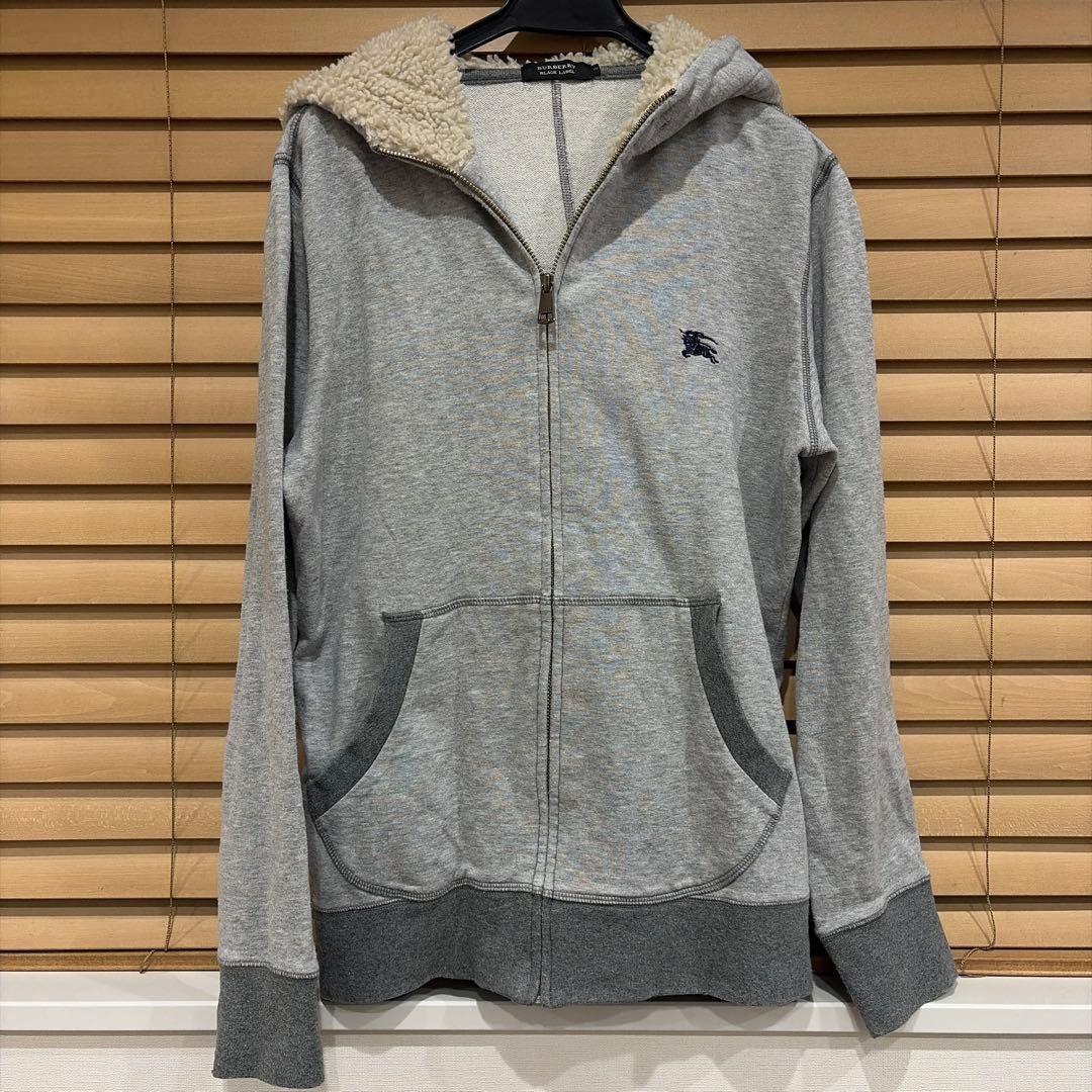 Burberry Black Label Men's Zip Up Parka Gray Size 29 M Fur Lined
