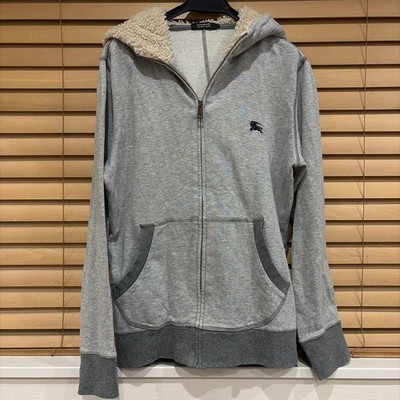 Burberry Black Label Men's Zip Up Parka Gray Size 29 M Fur Lined