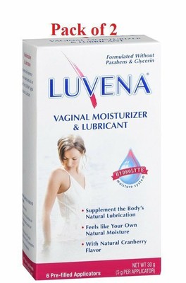 Luvena Vaginal Moisturizer Lubricant Prefilled Applicator Cranberry 6 ct 2 Pack