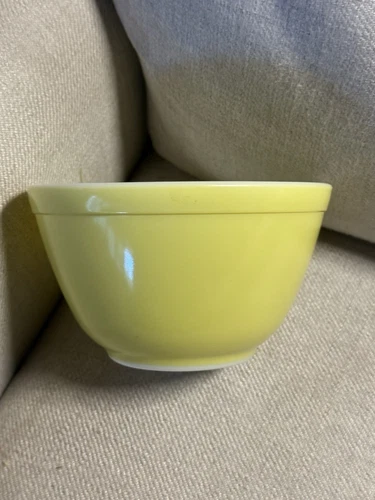 Pyrex Yellow W/ A Greenish Hue #401 Mixing Bowl, Small, Nesting  1 1/2 Pint