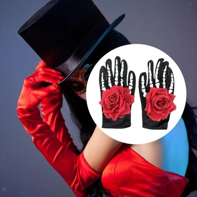 Gants squelettes roses pour Halloween, fournitures de fête, décorations - Photo 1/4