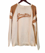 Vintage GUESS Jeans Sweater Men's Large Made In Australia Heavy Cotton Cream 90s