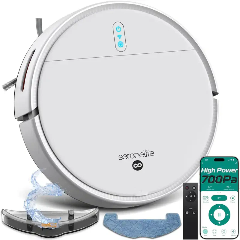 SereneLife Smart Robot Vacuum Mop Combo White