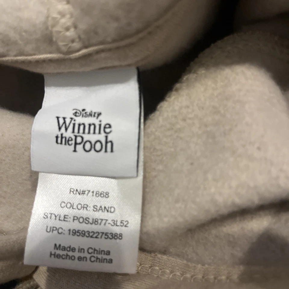 Pulôver Disney Winnie the Pooh Sand Hoodie Adulto Unissex Rosto Bordado NOVO - Imagem 4 de 4