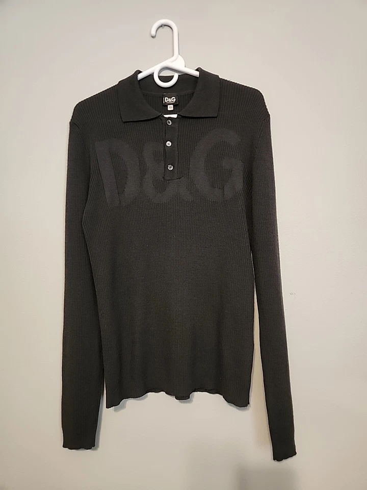 Authentic Dolce & Gabbana vintage big logo wool blend sweater Women XL Dark Gray - Image 3 of 4