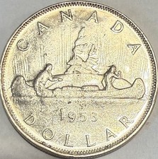 CANADA - Elizabeth II - Voyageur Silver Dollar - 1953 - .6oz ASW - Below Melt!