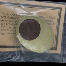 Vtg Exotic Wood Art Artwork Hippie Modernist Hippie Brass Nos 1970s Belt Buckle