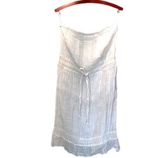 NWTs Michael Stars Ivory Lace Crochet 100% Linen Laced Up Dress Beach Size M