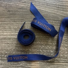 1 Yard Designer Louis Vuitton Blue Gift Ribbon w/Gold Logo Authentic New 1 Piec