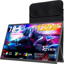 Eviciv 18.5" Portable Monitor 120Hz Gaming Monitor Freesync USB C Screen w/VESA