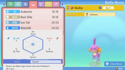 Pokemon Brilliant Diamond Shining Pearl 6iv Shiny Mudkip Max EV