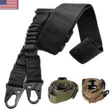 Tactical 2 Point Sling Strap Traditional Bungee Rifle Gun Sling with Metal Hook