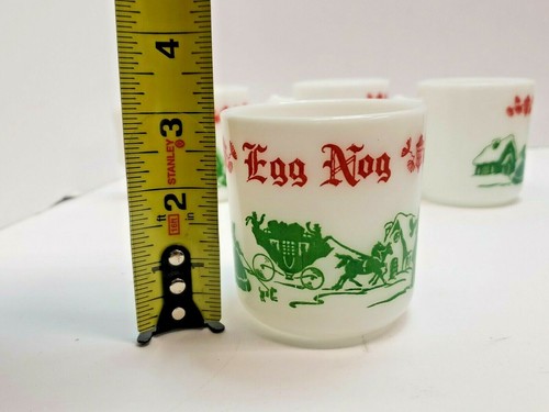 4 Vintage Lot Egg Nog Set Hazel Atlas Milk Glass Cups VERY NICE CONDITION - Picture 6 of 9