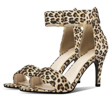 Womens High Slim Heel Ankle Strap Summer Sandals Zip Shoes Oversize 50/51/52