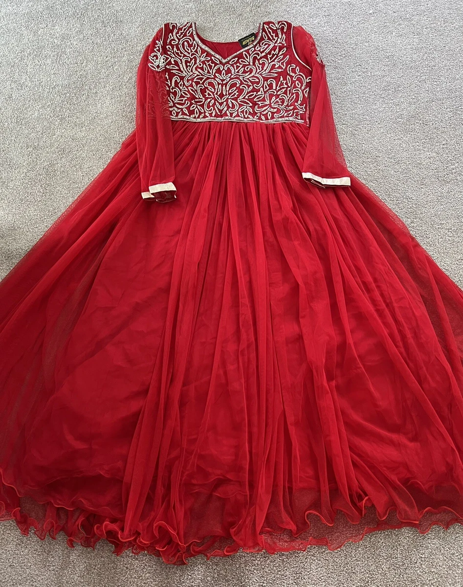 Net stone work Red Anarkali Salwar Kameez eBay