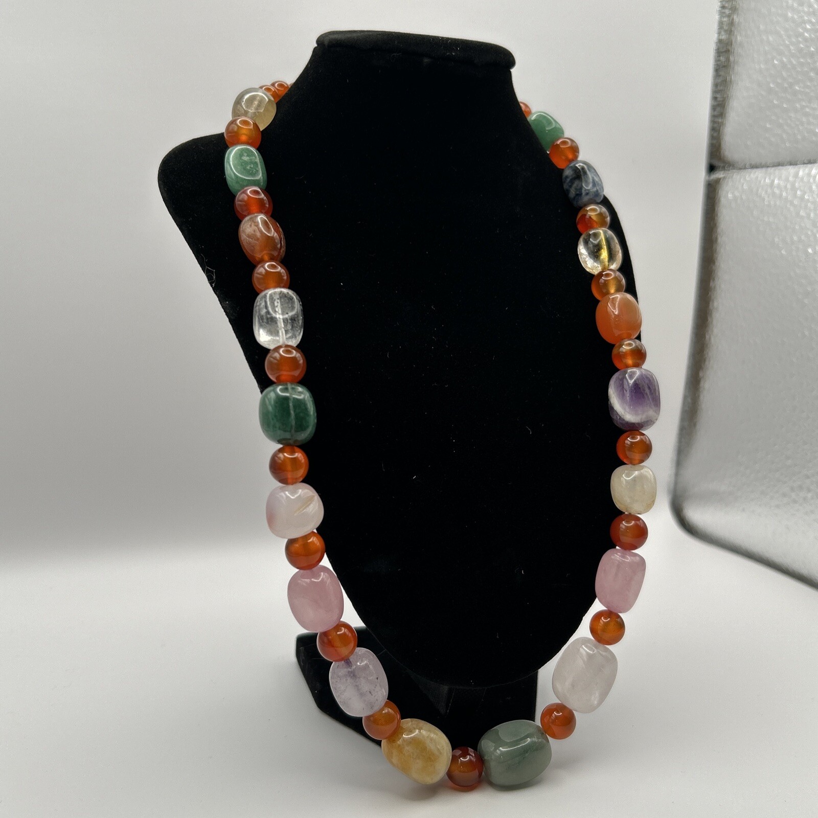 Multi Colored Stone and Beads Necklace Earth Tone Jewelry FREE SHIPPING